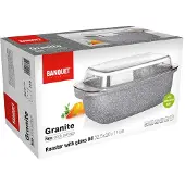 Banquet Pekpan met antiaanbaklaag, type Granite, afmetingen 32,5 x 21 x 11 cm, inhoud 5,7 liter, met glazen deksel