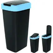 Prosperplast Afvalemmer KEDEN COMPACTA Q 25 liter prullenbak NSAB25-2717C - zwart met blauwe rand
