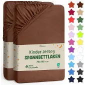 NatureMark Jersey hoeslaken hoeslaken, 100% katoen, 70x140cm (set van 2), chocoladebruin