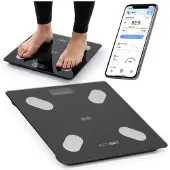Springos Digitale weegschaal 180 kg, gehard glas, LCD, met app, zwart