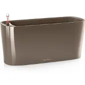 Lechuza DELTA PREMIUM 20 - Plantenbak - met uitneembare binnenbak - met bewateringssysteem - ALL-IN-ONE set met LECHUZA-PON - hoogglans taupe