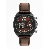 Lee cooper LC07004.642 - Horloge - Analoog - Mannen - Heren - leren band - Bruin - Zwart