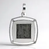Cavill - Zilveren hanger met Aletai meteoriet 1,862 ct - 925 Sterling zilver - Handgemaakt modern carré geslepen uniek sieraad 31x20 mm
