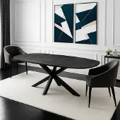 Zita Home Deens Ovale Eettafel - 200 cm - Zwart - Mangohout