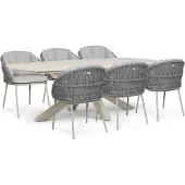 Santika Furniture Santika Pebble/Voyage 240x120 cm dining tuinset 7-delig
