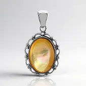 Cavill - Zilveren Hanger - 925 Sterling Zilver - Ovale Chinese Parelmoer 14x10 mm - Filigraan Elegant Design - Tijdloze Dames Sieraden