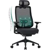 COLAMY Bureaustoel – Ergonomische Bureaustoel met 4D-armleuningen – voor-achter verstelbare zitting – Zwart