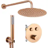 REA Lungo - Inbouwdoucheset - Geborsteld Koper + Box + Thermostat - 36,5X17X25Cm
