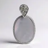 Cavill - Zilveren Hanger met Parelmoer en Marcasiet 0,084ct - 925 Sterling Zilver - Ovale Vorm 24x14 mm - Elegante Tijdloze Sieraden