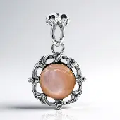 Cavill - Zilveren Hanger - 925 Sterling Zilver - 9 mm Ronde Parelmoer - Bloem Design - Elegant Dames Sieraad - Natuursteen