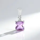 Cavill - Zilveren Hanger - 925 Sterling Zilver Platina - Lavendel Amethist 2,02 ct Radiant - Zirkonia Accenten - Elegant