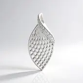 Cavill - Zilveren Hanger - 925 Sterling Zilver Geplatineerd - Cambodjaanse Zirkonen 0,275 ct - Bladvormig Elegant Design - Lichtgewicht Sieraad