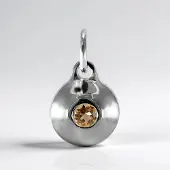 Cavill - Hanger 925 Sterling Zilver met 0,153 ct Ouro Preto Imperial Topaz Rond - Elegant Minimalistisch Braziliaans Sieraad 18x10 mm