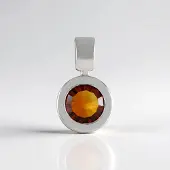Cavill - Zilveren Hanger - 925 Sterling Zilver Platina Geplateerd - 1,639 ct Ronde Madeira Citrien - 8 mm - Elegante Monosono Collectie