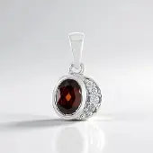 Cavill - Zilveren Hanger Geplatineerd - 925 Sterling Zilver - 1,14 ct Ovale Framboos Zirkoon - 1,225 ct Totaal - Elegant en Glanzend Hanger