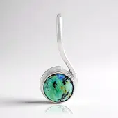Cavill - Zilveren Hanger 925 Sterling Zilver met Azuriet 3,57 ct - Geplatineerd - Ronde 10 mm Cabochon - Modern Design - Luxe Sieraad
