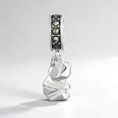 Cavill - Zilveren Hanger Panda Motief - 925 Sterling Zilver Geoxideerd - 10 Marcasieten Rond Slijpsel - 0,083 Ct Pave Sieraad Elegant