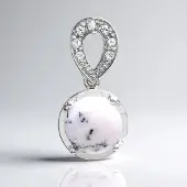 Cavill - Zilveren Hanger - 925 Sterling Zilver - 3 11 ct Dendrieten Agaat Ronde Cabochon - 7 Witte Topaas 0 175 ct - Elegant