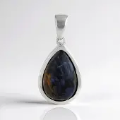 Cavill - Zilveren Hanger met 5,42 ct Namibische Pietersiet - 925 Sterling Zilver - Peervormig Cabochon - Moderne Druppelvorm - Luxe Sieraad