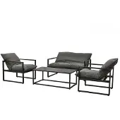 CLEMENTO Coral Loungeset 4-delig Aluminium/Sunbrella Sooty