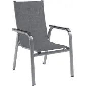 Mwh Solido dining tuinstoel stapelbaar aluminium/textilene zilver 4 stuks