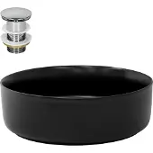 LuxeBath Wastafel incl. afvoerset zonder overloop Ø 36x12 cm Zwart keramiek ML-Design