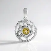 Cavill - Zilveren hanger met gele beril 0,456 ct en 925 Sterling zilver platen - modern spiraal met 60 zirkonia's - 0,989 ct