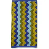 KAAT Amsterdam Badlaken Waves Blauw Groen (100 x 180 cm)