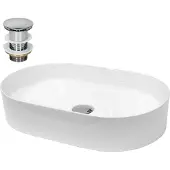 LuxeBath Wastafel 605x380x125 mm wit keramiek incl. afvoerset zonder overloop