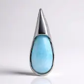 Cavill - Zilveren Hanger 925 Sterling Zilver - Larimar 4,72 ct Peervorm Cabochon - Elegant Blauw, Druppelvormige Edelsteen, Tijdloos Sieraad