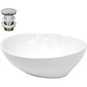 LuxeBath Wastafel 410x330x142 mm wit keramiek incl. afvoerset zonder overloop