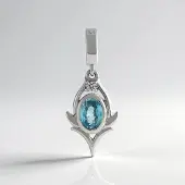 Cavill - Zilveren hanger met Ratanakiri zirkoon 0,898 ct - 925 Sterling zilver geplatineerd - Ovaal briljant slijpsel dames sieraad elegant