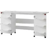 Vicco Naaitafel Carmen Wit 160 x 80.2 cm met 6 legplanken, Model 56209