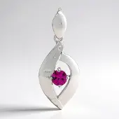 Cavill - Zilveren Hanger 925 Sterling met Palladium - 0.32 ct Roshoit Granaat Mozambique Rond 4 mm - Modern Elegant Roze - Asymmetrisch Design