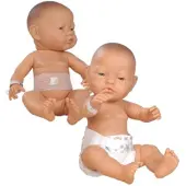 Paola Reina Babypop Blank Jongen Blauwe Ogen Met Navelbandje Zak 45Cm