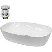 LuxeBath Wastafel 605x380x140 mm wit keramiek incl. afvoerset zonder overloop