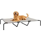 PawHut Verhoogd Hondenbed-Staal, Texteline-152L x 94B x 23H cm-Beige