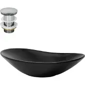 LuxeBath Wastafel incl. afvoerset zonder overloop 63x36x15,5 cm Zwart keramiek ML-Design