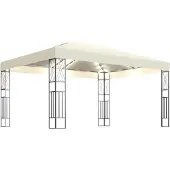Syfax Prieel met LED-lichtslinger 3x4 m stof crèmekleurig