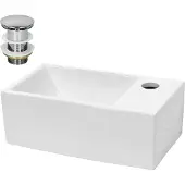 LuxeBath Wastafel 350x205x125 mm wit keramiek incl. afvoerset zonder overloop