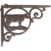 Clayre & Eef Hoekijzer 3x24x17 cm Bruin Ijzer Koe Plankdrager Bruin Plankdrager