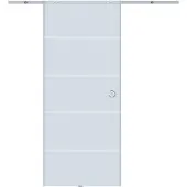 HOMCOM Schuifdeur gedeeltelijk gesatineerd alu/veiligheidsglas 205 x 90cm