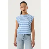 Garcia gestreept T-shirt blauw Meisjes Katoen Ronde hals Streep - maat 176