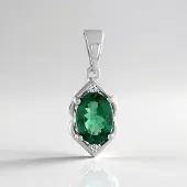 Cavill - Zilveren Hanger Geplatineerd - 925 Sterling Zilver - Groene Apatiet 1,108 ct & Zirkonia 0,014 ct - Elegant Ovaal Design 20x8 mm
