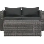 vidaXL Loungeset met kussens 6-delig poly rattan grijs