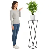 HowHomely - Moderne Plantenstandaard - Zwart - Loftstijl - 100cm