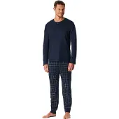 Schiesser Pyjama lang 'Fine Interlock' donkerblauw