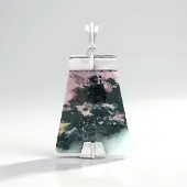 Cavill - Zilveren Hanger met 53 ct Sulawesi Rhodoniet - 925 Sterling Zilver Geplateerd - Fancy Cabochon 35x30 mm - Bali Stijl Roze Groen Exclusief