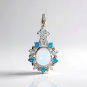 Cavill - Zilveren Hanger 925 Sterling Zilver met Welo Opaal 1 582 ct, Blauwe Zirkonia & Neonblauwe Apatiet - Ovaal Cabochon Edelsteen Sieraad