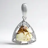 Cavill - Zilveren Hanger - 925 Sterling Zilver - Braziliaanse Magnesiet 4 91 ct Triljant Cabochon - 6 Witte Topaas 0 023 ct - Elegant Design